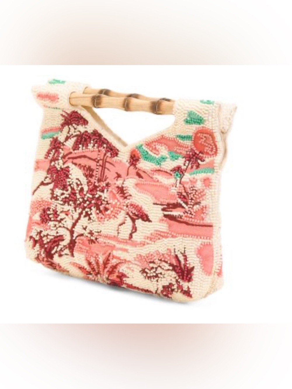 NEW tropical Beaded Floral Pink handled Bag